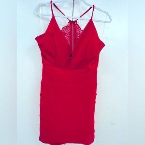 Emerald Sundae Cocktail Dress Red with Lace detail
